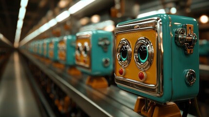 Collaborative robots are illustrated as adorable anthropomorphic characters, adding a playful element to automation