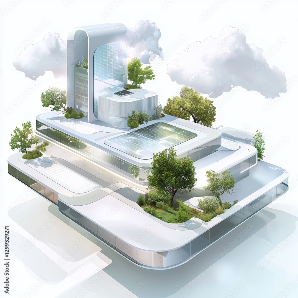 Poster this illustration showcases a state-of-the-art smart factory environment, complete with advanced tec