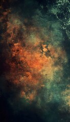 Abstract texture displaying hues of orange teal and dark blue