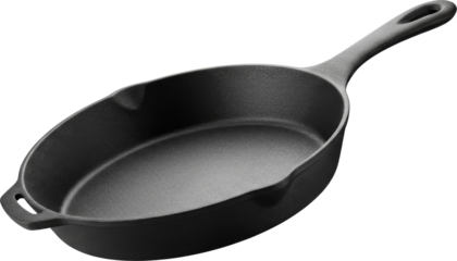 Cast Iron Skillet Pan Cookware, Primitive Steel Old Fashioned Camping, Isolated Transparent PNG