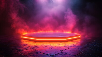High-tech stage setup with misty lights high resolution hd picture
