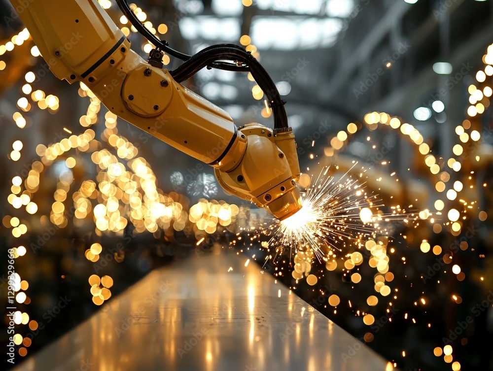 Poster a pair of collaborative robots are working skillfully together to complete a craft project involving