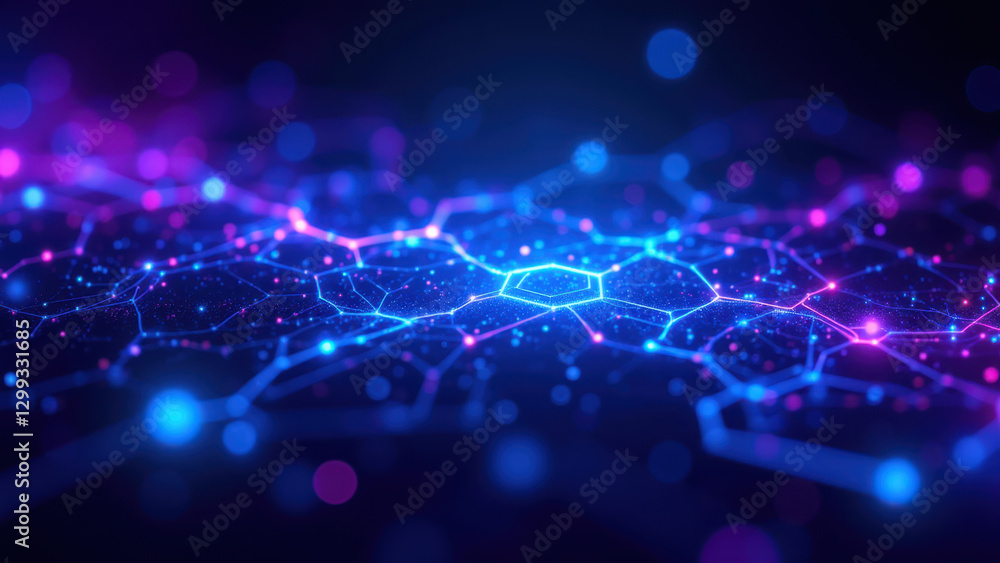 Poster a vibrant digital illustration of interconnected nodes representing a complex system, possibly relat