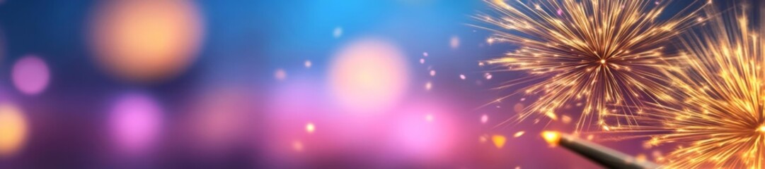 Colorful Fireworks Display Against a Blurry Background of Lights. Generative AI