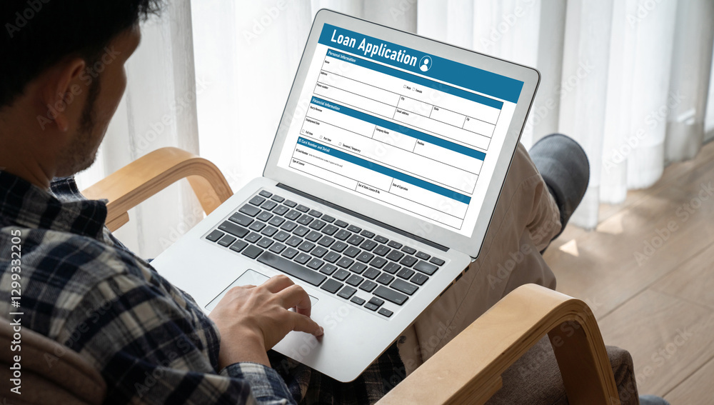 Poster online loan application form for modish digital information collection on the internet network