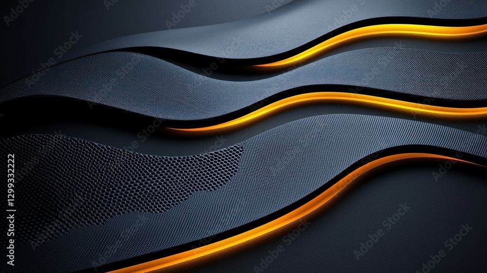 Poster abstract flowing waves with glowing lines on a textured background for design