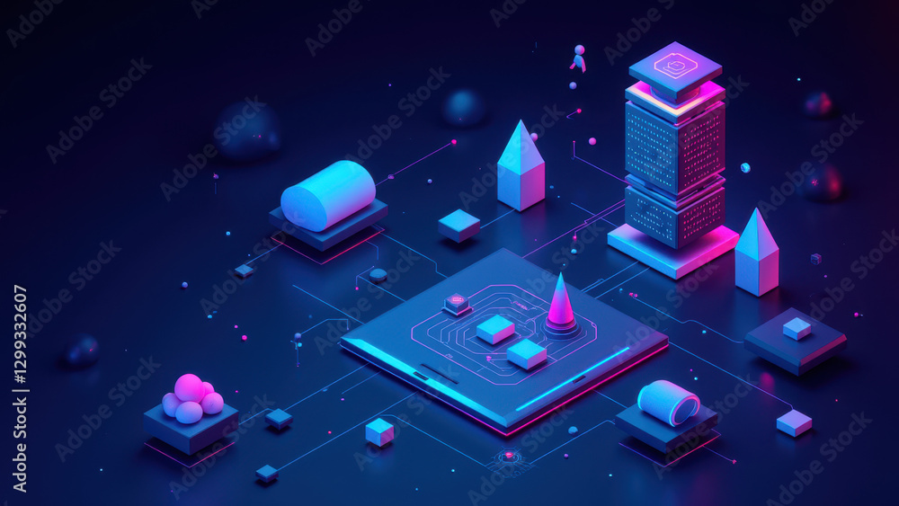 Poster a vibrant digital illustration showcasing various components of ci/cd pipelines, including docker co