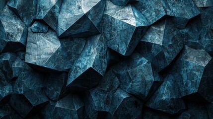 Abstract geological rock formation of blue stone polygons suitable for backgrounds