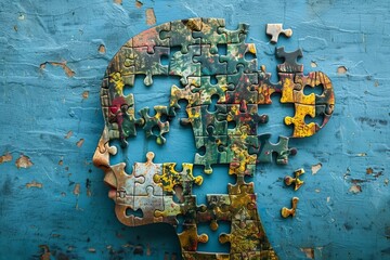 Puzzle Head: Incomplete on a Vibrant Blue Background