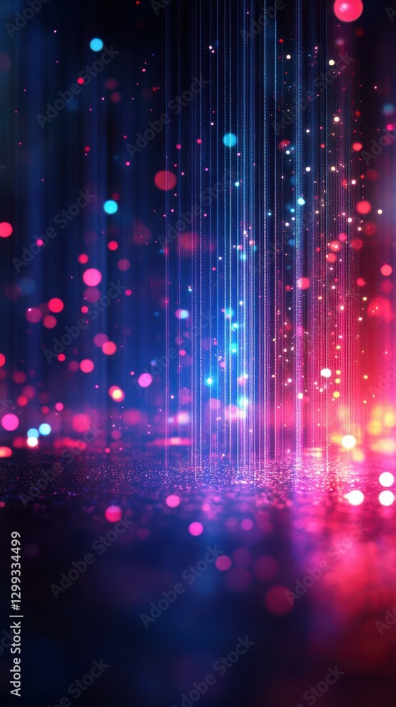 Poster vibrant light display with colorful bokeh effects creating a dynamic atmosphere in an abstract setti