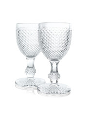 Two empty clean glasses isolated on white