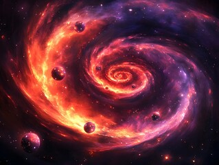 Mesmerizing Cosmic Swirl   Vibrant Galactic Vortex Ablaze with Stellar Energy