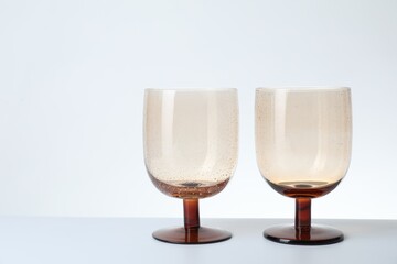 Two empty clean glasses on light background
