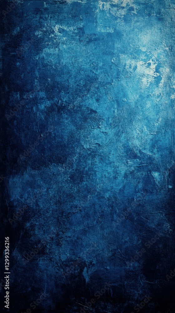 Poster Deep blue abstract texture with layered brush strokes creating a calming oceanic effect