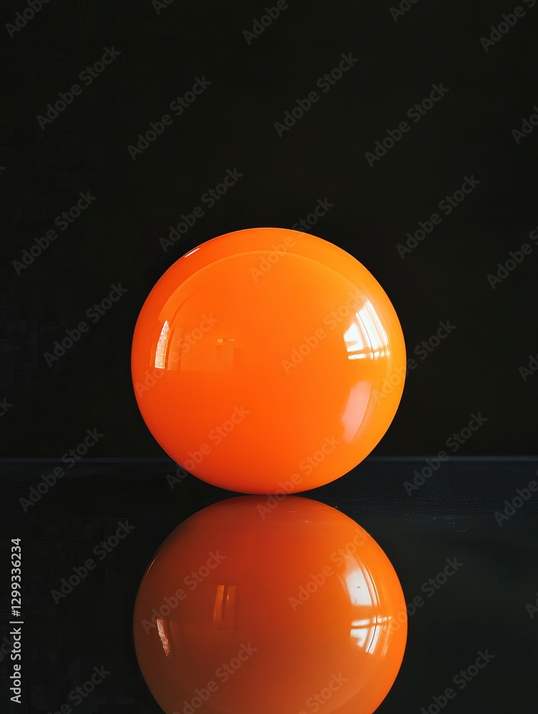 Poster bright orange sphere reflection minimalist abstract shiny round ball glossy object modern design sim