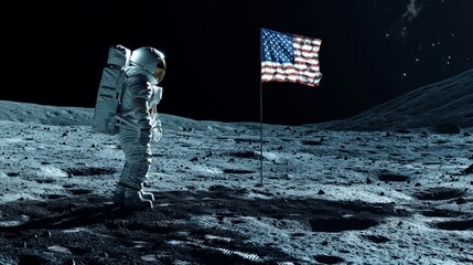 The Moon With Astronauts The