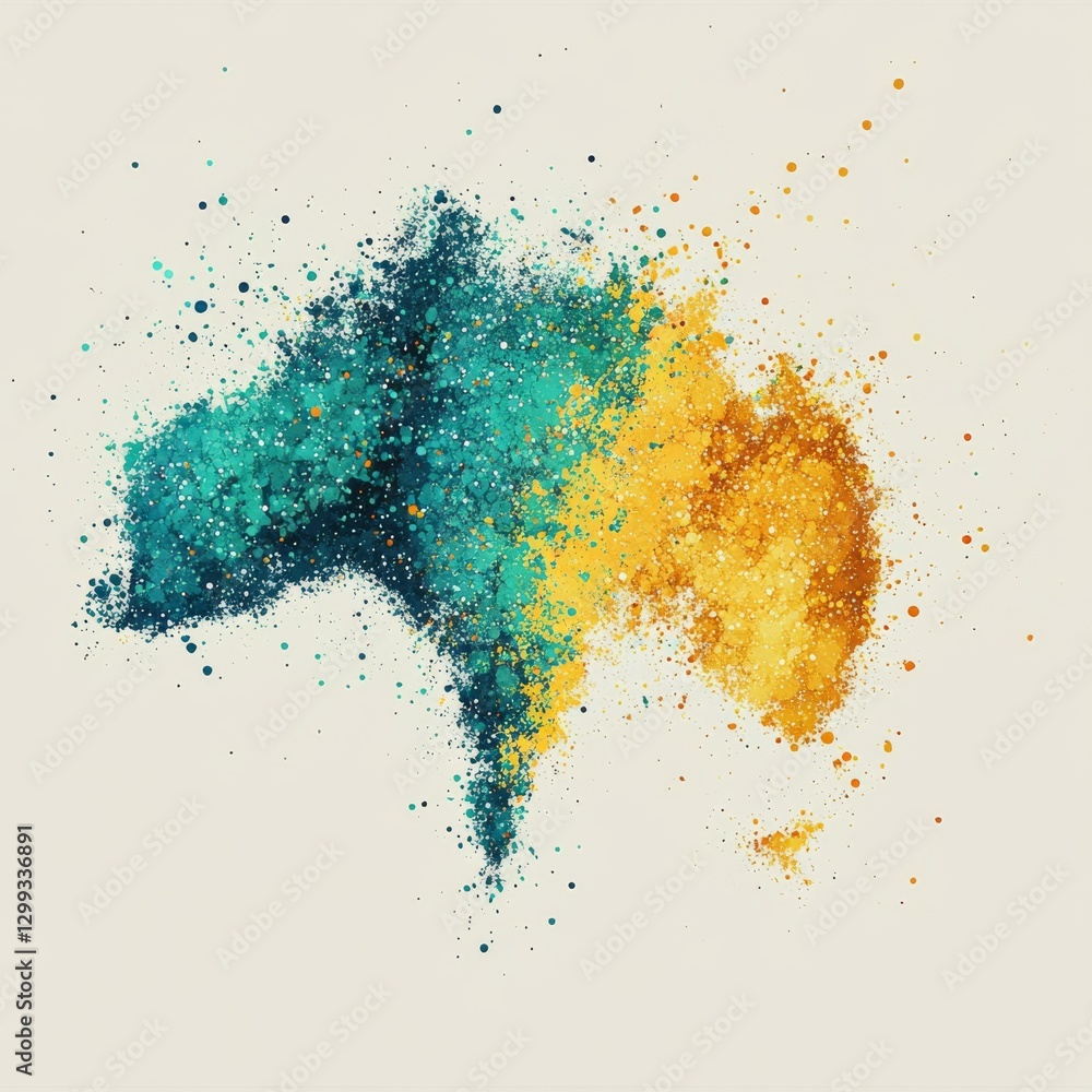 Poster Abstract Australia: A Vibrant Splatter of Color and Form in a Dynamic Representation of the Continent 