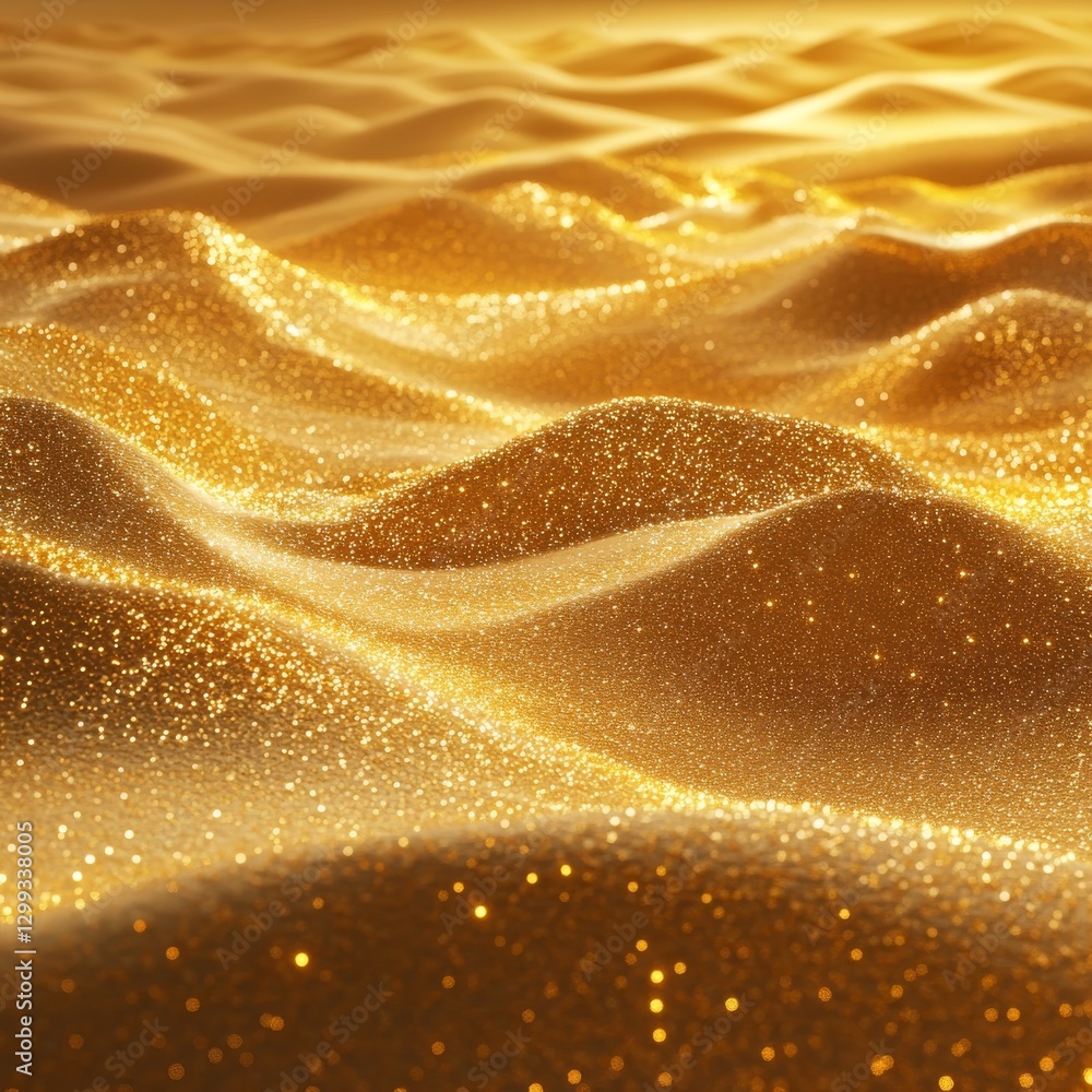 Poster golden glittering waves: a mesmerizing abstract landscape of shimmering dunes and luxurious texture