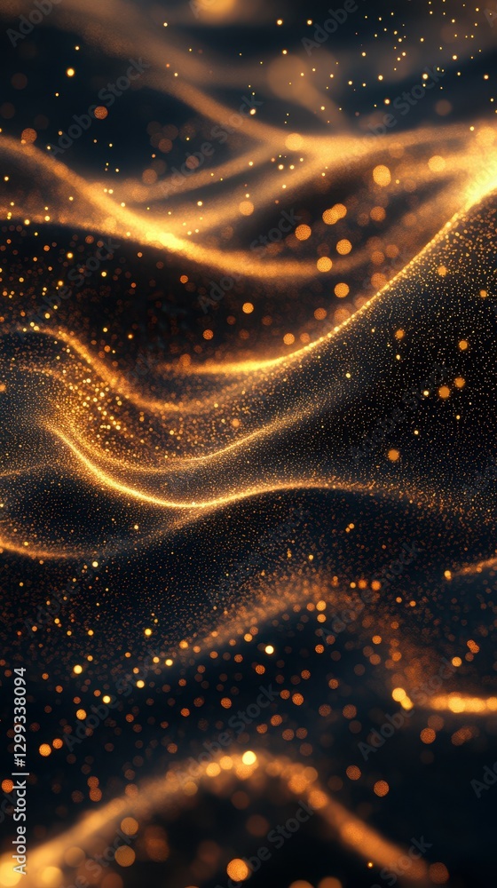 Aufkleber golden waves of light create a mesmerizing visual effect in a dynamic abstract representation of dep
