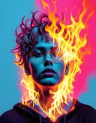 Fototapeta premium man in fire