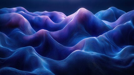 Obraz premium Abstract wave-like surface, blue and purple, flowing lines for modern background