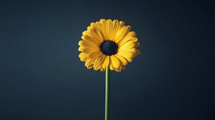Single Yellow Flower Dark Background Minimalist Photography