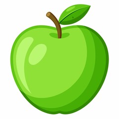 green apple on white background.
