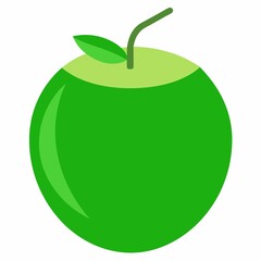  a green apple on white background.