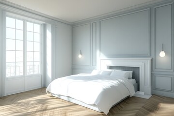 Modern Bedroom Interior Design, Daylight, Sunlight, Classic Style, Stock Photo, Home Design,  Luxury, Interior