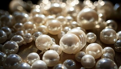 Lustrous Pearl Glow – A radiant arrangement of smooth white pearls reflecting soft light.