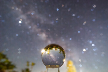 Captivating view of the Milky Way through a crystal ball