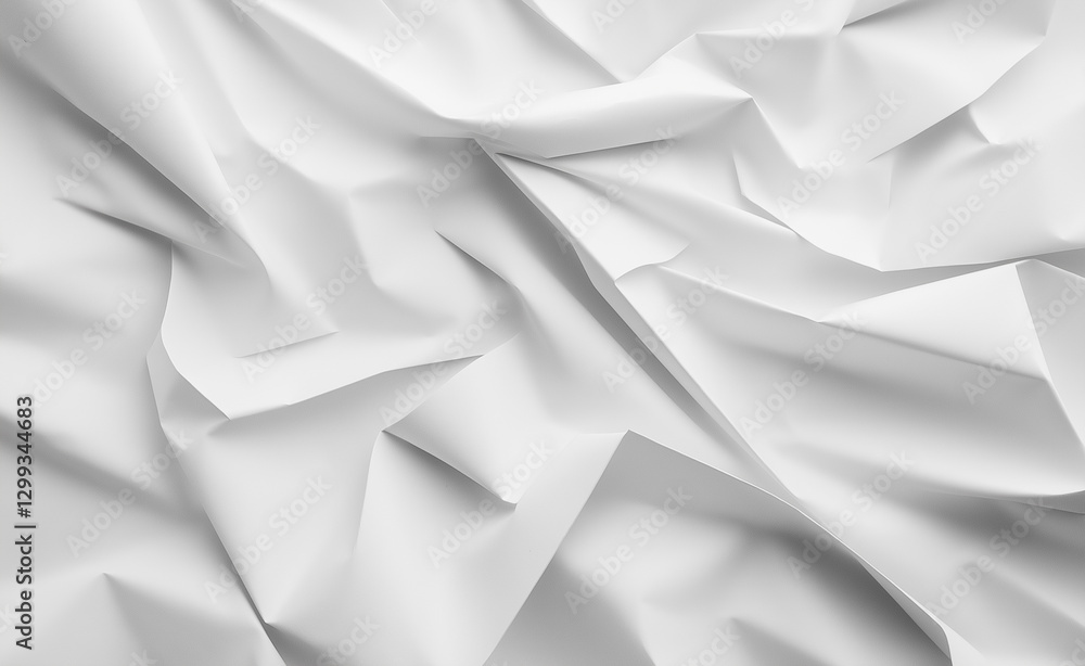 Aufkleber a close-up of crumpled white paper, creating an abstract, textured pattern with shadows.