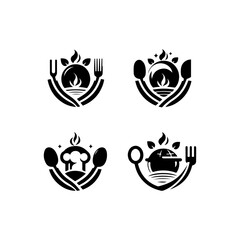 Unique resturant logo, icon Silhouette design