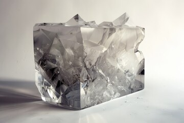 Obraz premium A transparent topaz crystal with sharp, well-defined edges and facets, Clear and transparent with sharp, defined edges