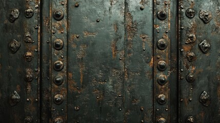 Fototapeta premium Rustic Metal Panel With Decorative Studs and Rust