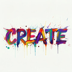 Create typography artistic paint splatter vibrant colorful brushstroke handmade lettering abstract creative design concept