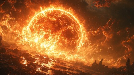 Obraz premium Gamma ray burst striking an exoplanets atmosphere dramatically altering its atmospheric composition