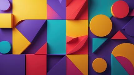 Obraz premium Abstract Geometric Shapes in Vibrant Colors: Modern Design Elements for Creative Projects and D