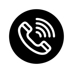 Black circular phone call icon with sound waves