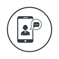 Mobile phone chat icon with user conversation