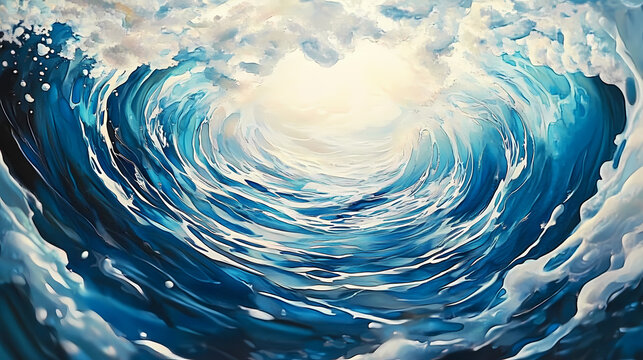 A delicate dance of water ripples unfold on a reflective surface, captured with stunning sharpness and accurate color, evoking a sense of serenity and calm. Tranquility - Ocean. Illustration