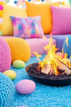 Pastel Easter bonfire seating