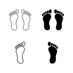 human footprints icon set color editable