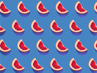 Grapefruit slices on blue