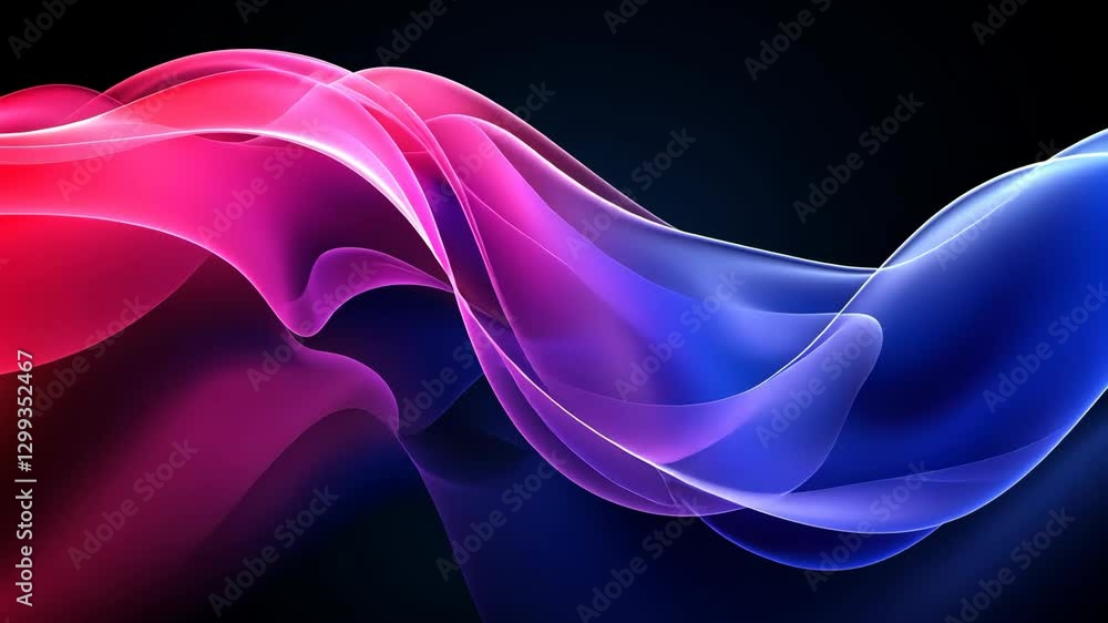 Poster colorful abstract waves flowing gracefully in a dark background creating a soothing visual effect