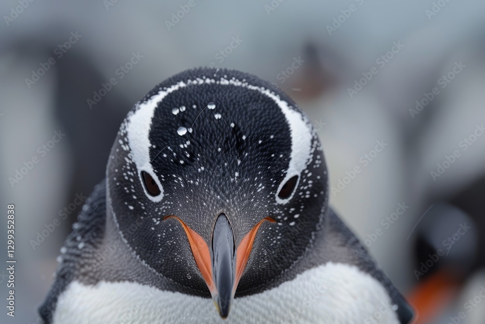 Poster a gentoo penguin with a mischievous glint in its eye stares directly at the camera, a penguin with a
