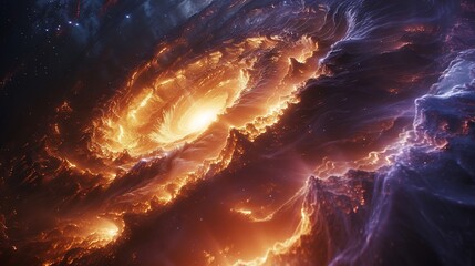 Hyper detailed pulsar with a glowing magnetic field waves of charged particles rippling outward cinematic space atmosphere