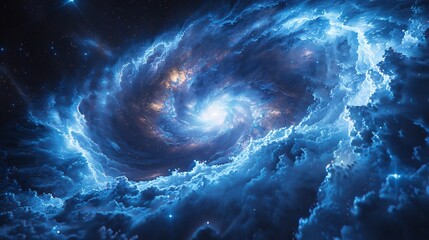 Hyper detailed pulsar with a glowing magnetic field waves of charged particles rippling outward cinematic space atmosphere