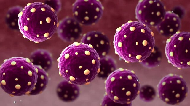 Biomedical animation of the hantavirus virions.