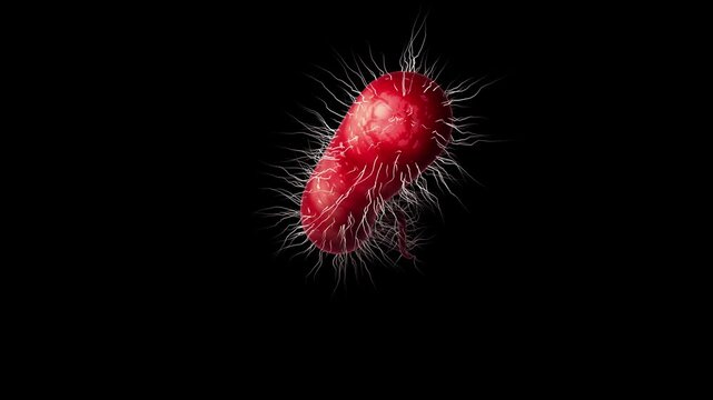 Biomedical animation of a single Vibrio vulnificus bacteria.